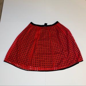 midi red skirt